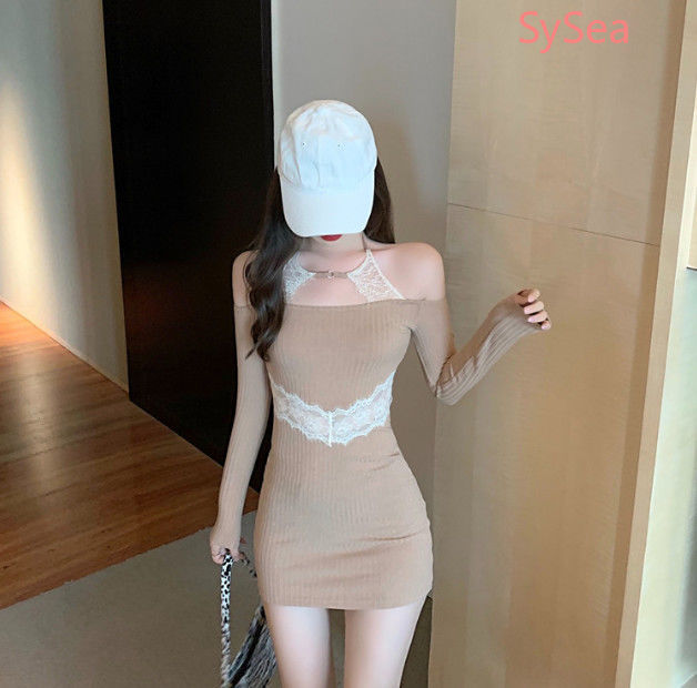 Đầm Tay Dài Phối Ren Hoa Thiết Kế Ôm Sát Tôn Dáng