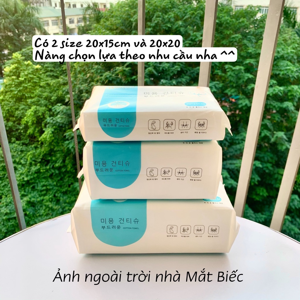 Khăn mặt dùng 1 lần lau khô ướt, giấy đa năng 100% cotton (nội địa Trung)