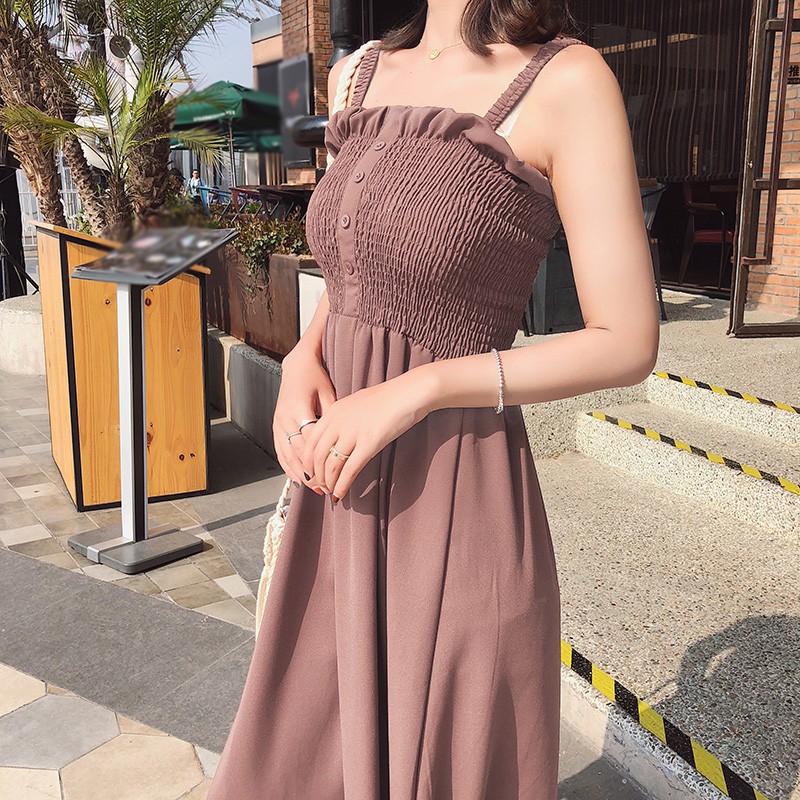 Đầm 2 dây dáng xòe đính nút quyến rũ | BigBuy360 - bigbuy360.vn