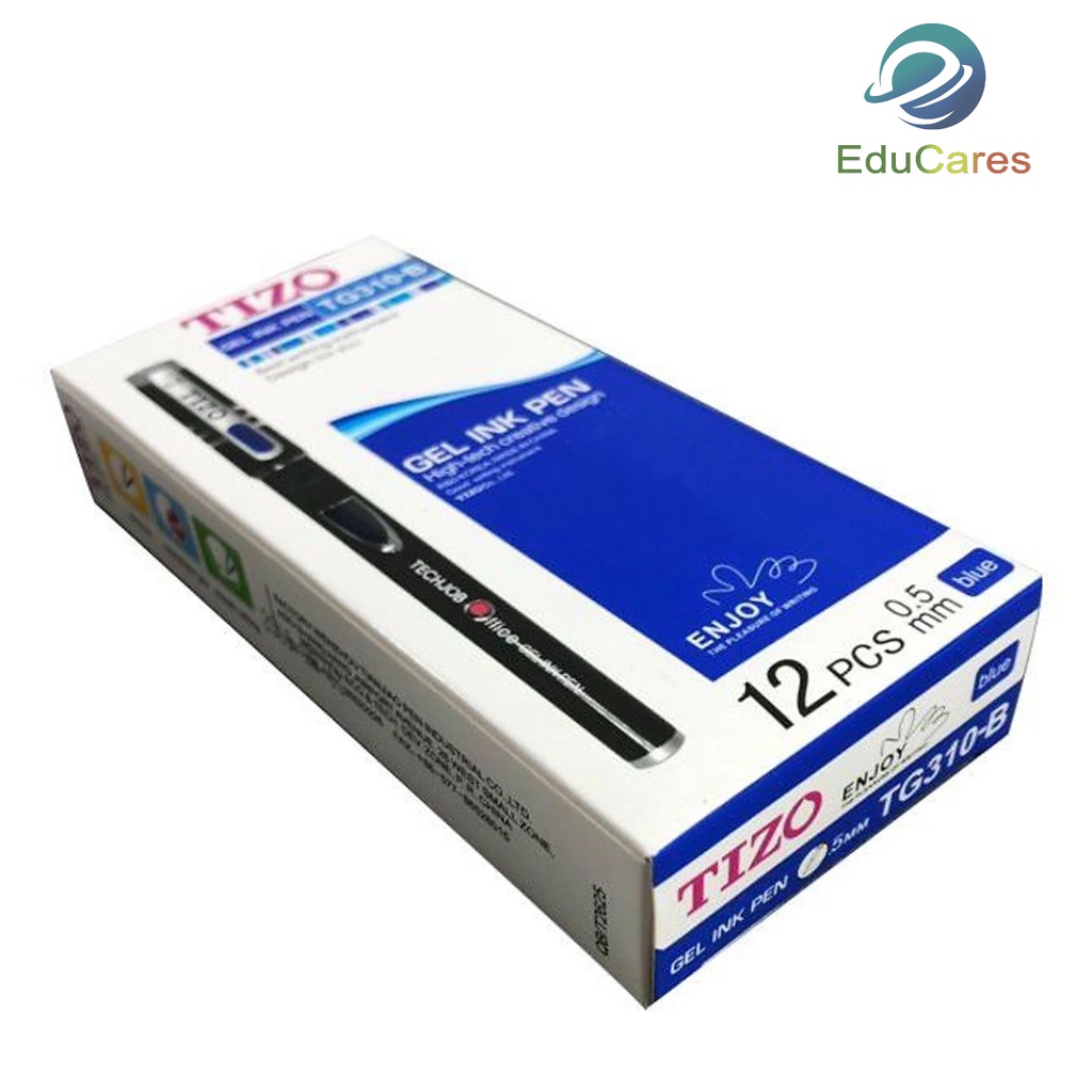 12 Bút gel nước Tizo loại 1 ngòi 0.5mm - bút mực nước thông dụng
