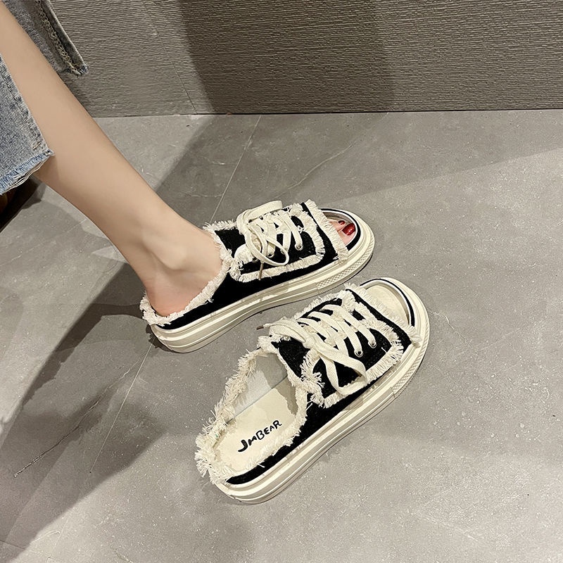 Giày Sandal Canvas Đế Dày Mềm Thắt Dây Thời Trang Phong Cách Mới