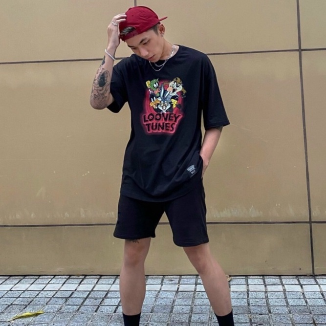 Áo Thun BOO Unisex Dáng Oversize Vải Cotton Cao Cấp Graphic Looney Tunes