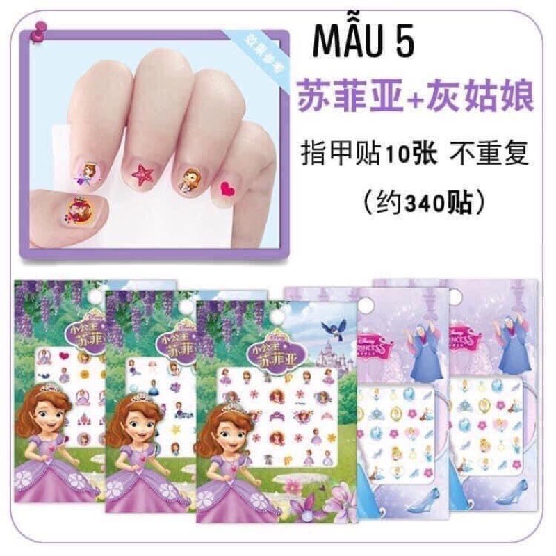 sticker dán móng tay cho bé set 10 miếng-340 hình