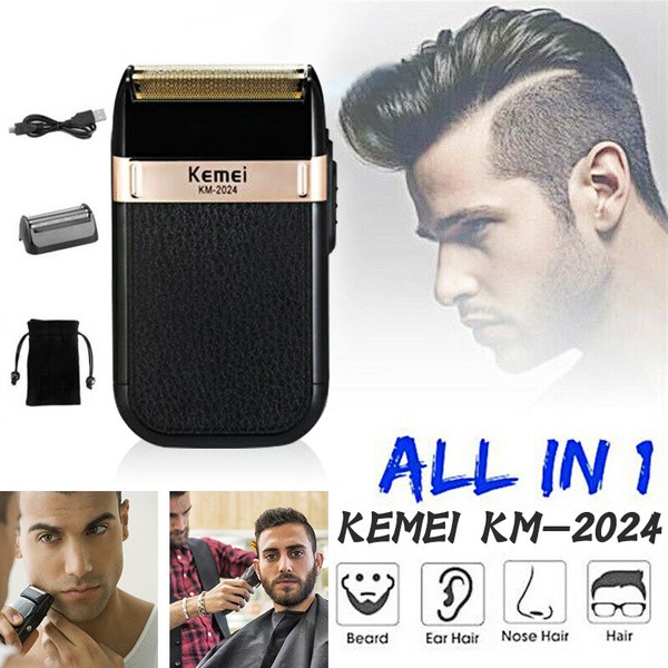 Máy cạo râu ướt và khô Kemei 2024 chuyên dùng cho gia đình,cắt tiệm, salon, baber shop,fade