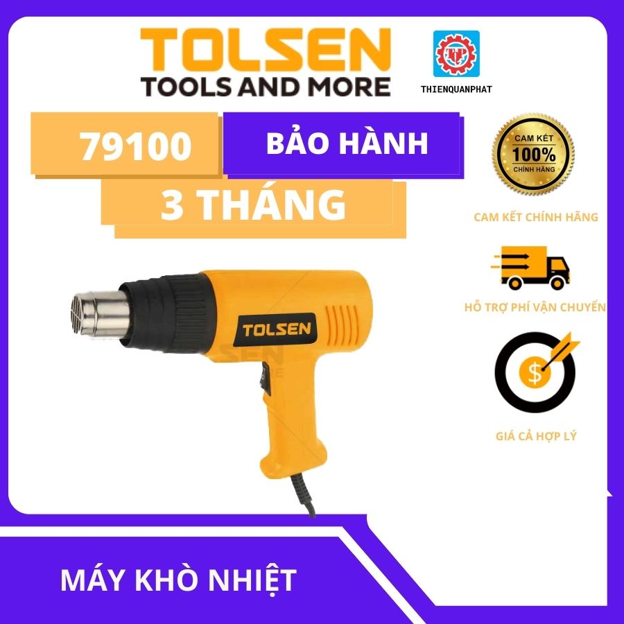 Máy khò nhiệt, máy sấy màng co Tolsen 79100 Công suất 1000w-2000W cho nhiệt độ cố định 350-550 độ C, làm nóng cực nhanh
