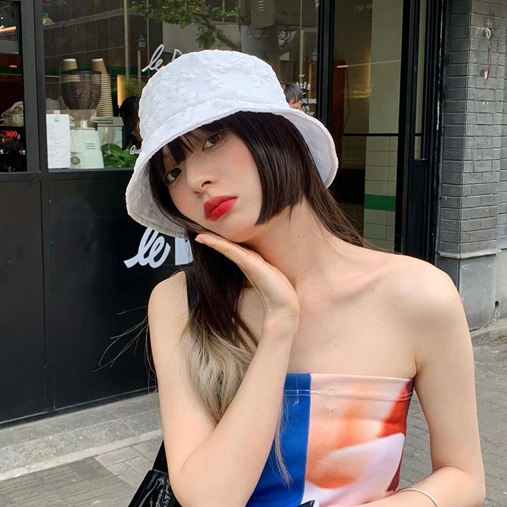 Nón Tai Bèo Chống Nắng Thêu Hoa Màu Sắc Tinh Khiết Phong Cách Hàn Quốc Cho Nữ