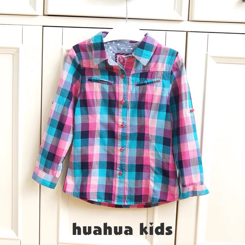 Áo sơ mi bé gái 2-9 tuổi  Áo xuất dư cotton 0921