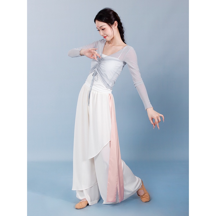 (((M &amp; E) Áo Khiêu Vũ Tay Dài Mỏng Nhẹ Có Dây Buộc Hóa Trang Rhyme Show Body Pr