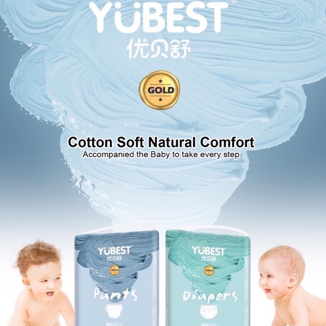 Yubest GOLD/ANGEL Bỉm Nội Địa Trung quần dán s90 m84 L76 xl72