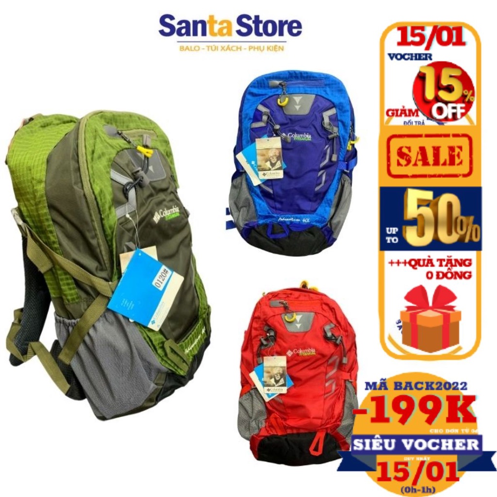 Balo thời trang nam kiểu dáng thể thao CL40L cao cấp SANTA STORE đựng đồ đi du lịch dã ngoại trekking vải chống nước