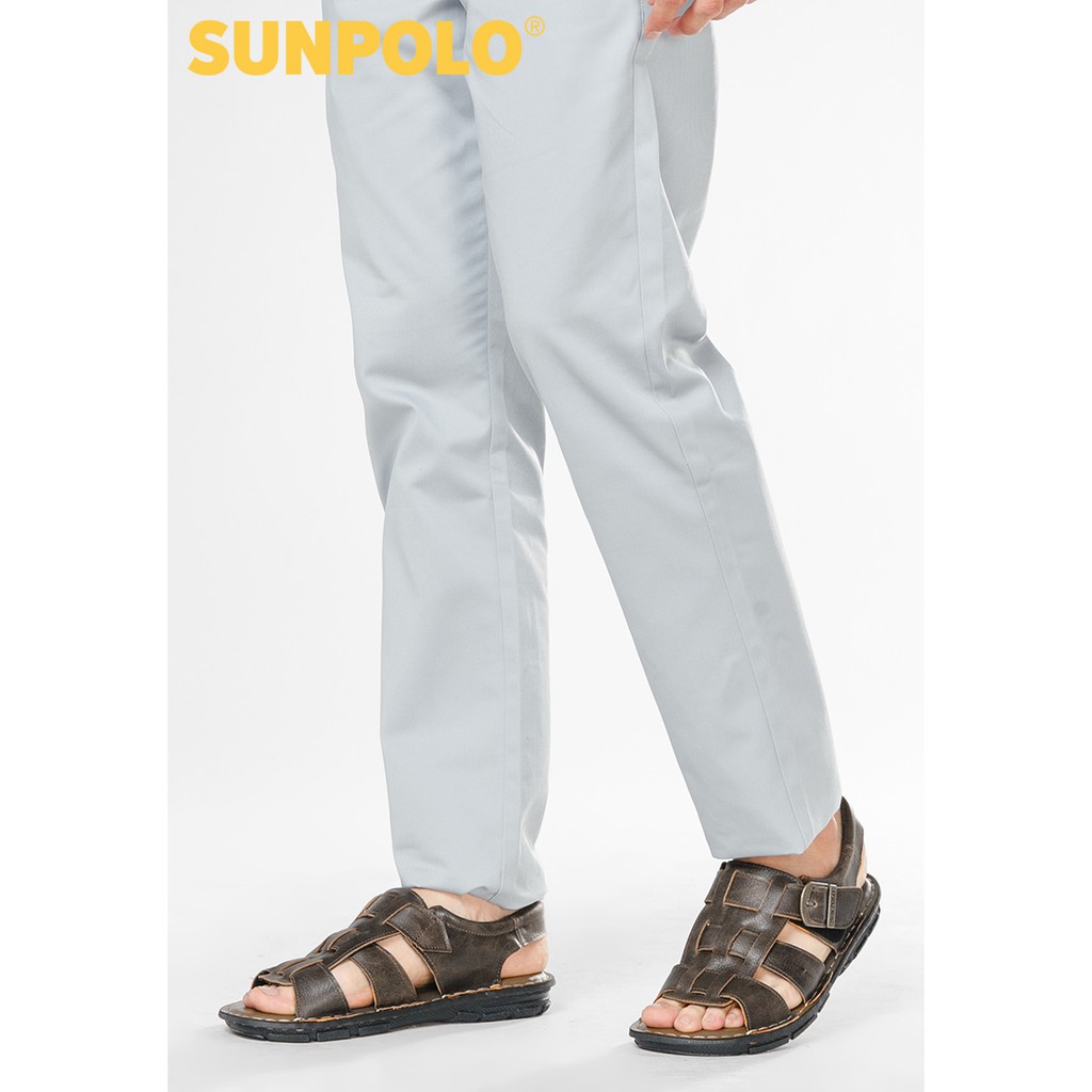 Sandal Nam Da Bò Cao Cấp SUNPOLO Nâu Đen - SUSDA1ND