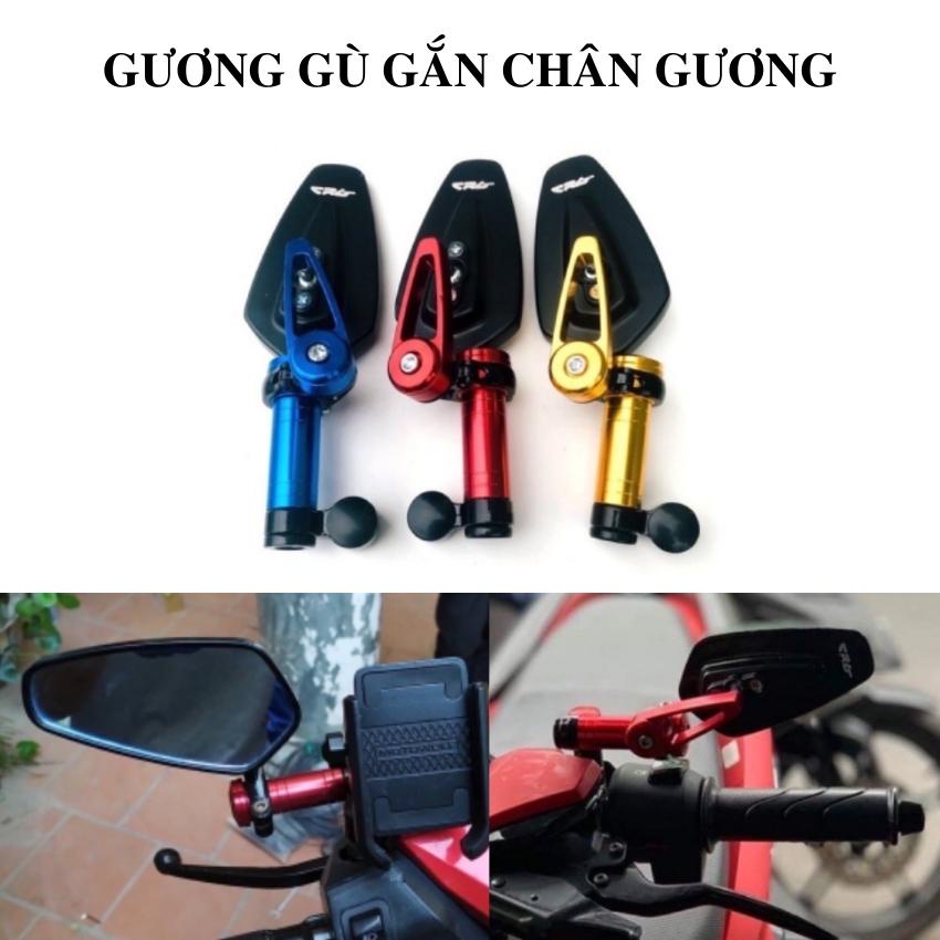 Gương gù xe máy gắn chân kính có thể xoay gập 360 độ phù hợp láp mọi loại xe, có ôc và lục giác đi kèm