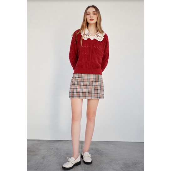 Áo sơ mi be cổ sen bèo thêu trang trí 1AO2123 ADORE DRESS | BigBuy360 - bigbuy360.vn