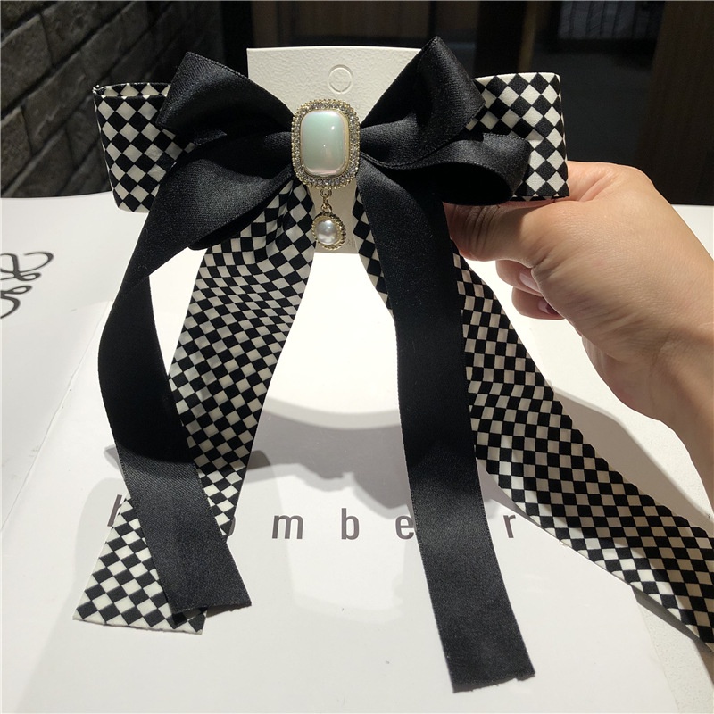 Kẹp Tóc Nơ Lớn Nhiều Lớp Họa Tiết Kẻ Ô 3D Thời Trang