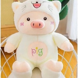 Gấu Bông Heo PIG , heo bông mặc Áo Bông Có Mũ Chùm Đầu Siêu Xinh Size 40cm-50cm-60cm