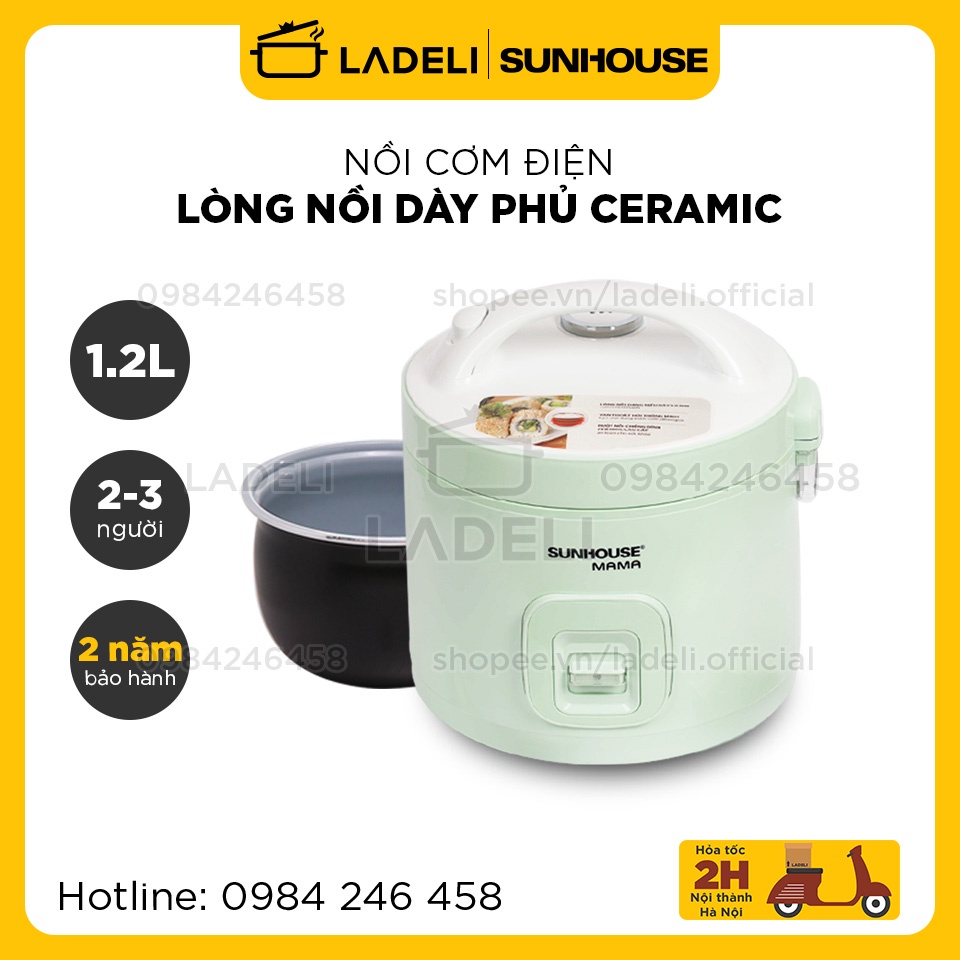 [Mã ELHADEV giảm 4% đơn 300K] Nồi cơm điện 1.2L SUNHOUSE MAMA SHD8265B lòng nồi dày