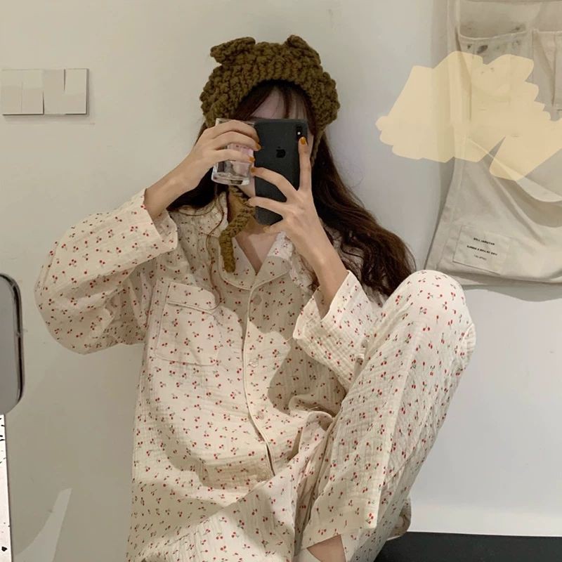 Bộ ngủ dài tay cherry