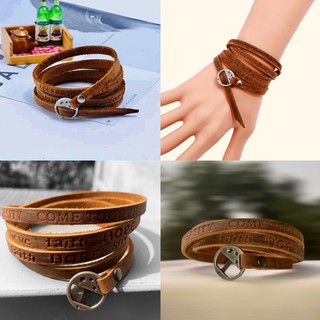 Vòng đeo tay nam nữ- chất liệu da khắc chữ trên bề mặt-phong cách đơn giản, tinh tế đầy sang trọng