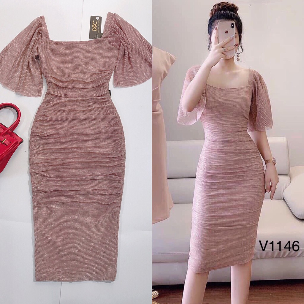 Váy body nhũ tay cánh dơi V1146 - DVC phân phối chính thức (Kèm ảnh thật trải sàn do shop tự chụp)