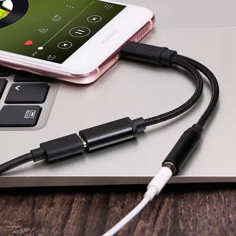 2 in 1 Type C Headphone Adapter USB C Jack Audio Charging Converter