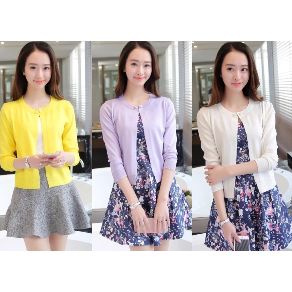 Áo Khoác Len Nữ Cổ Đính Cúc Ngọc ALN025 ShopMaySG Cardigan Dễ Thương Hàng Có Sẵn