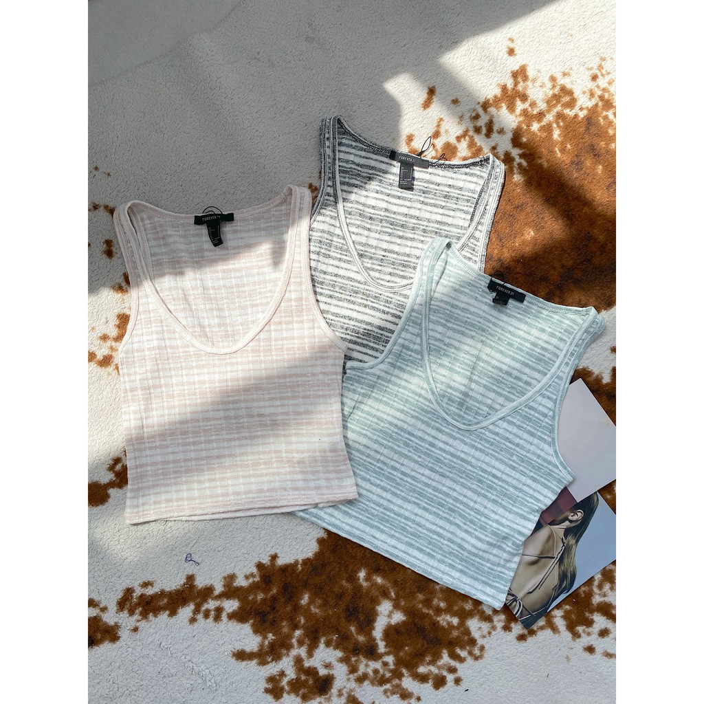 Áo croptop tanktop kẻ ngang co dãn Mia Ritta a2070 ảnh thật feedback