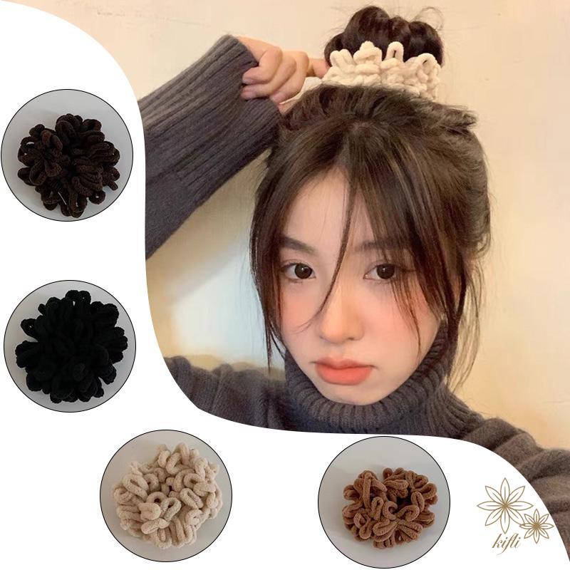 【kifli】Dây buộc tóc cao su bọc lông nhung tinh tế phong cách Hàn Quốc đơn giản cho nữ