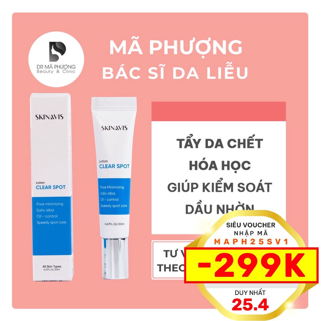 [CHÍNH HÃNG] Tẩy da chết BHA SKINAVIS CLEAR SPOT Kiểm soát dầu nhờn và mụn đầu đen