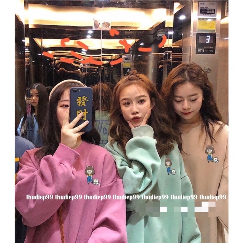 áo sweater nỉ ngoại cô gái mèo( thudiep99)