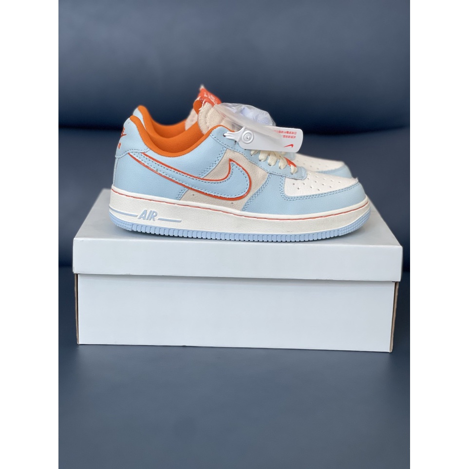 Giày Thể Thao Nam Nữ, Giày AF1 Xanh - Cam Mới Air Force 1 Hàng Đẹp Full Box Bill hót nhất 2022 giày af1 nam nữ