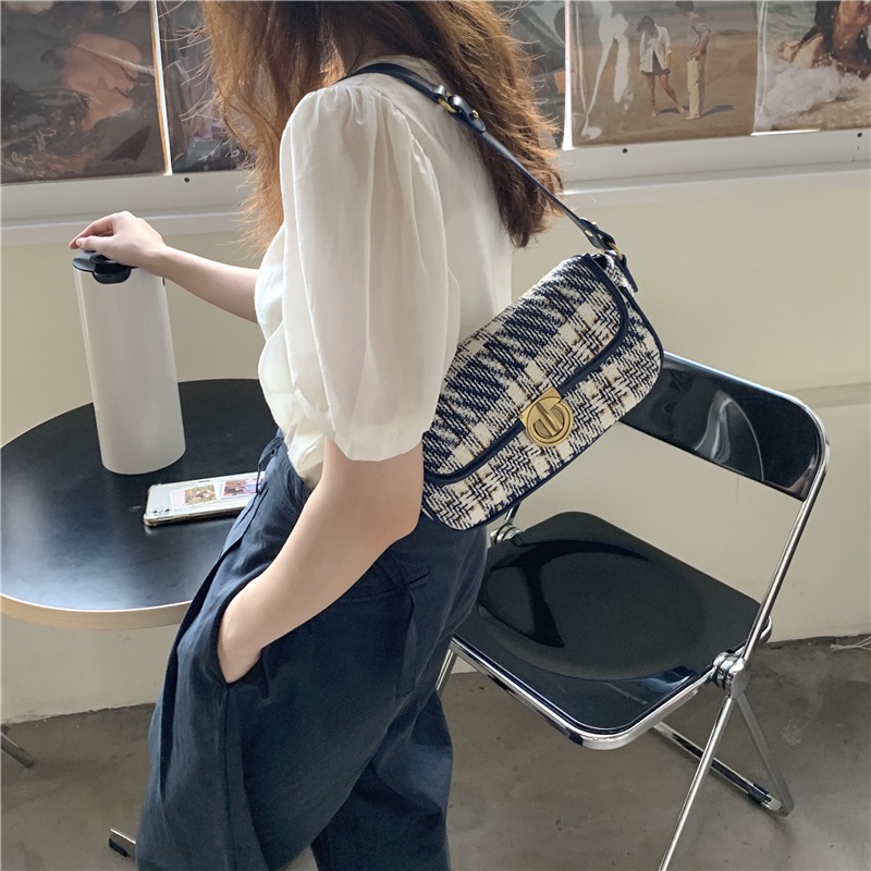 IELGY Túi đeo vai phối khóa cài nam châm kiểu dáng thời trang thanh lịch cho nữ