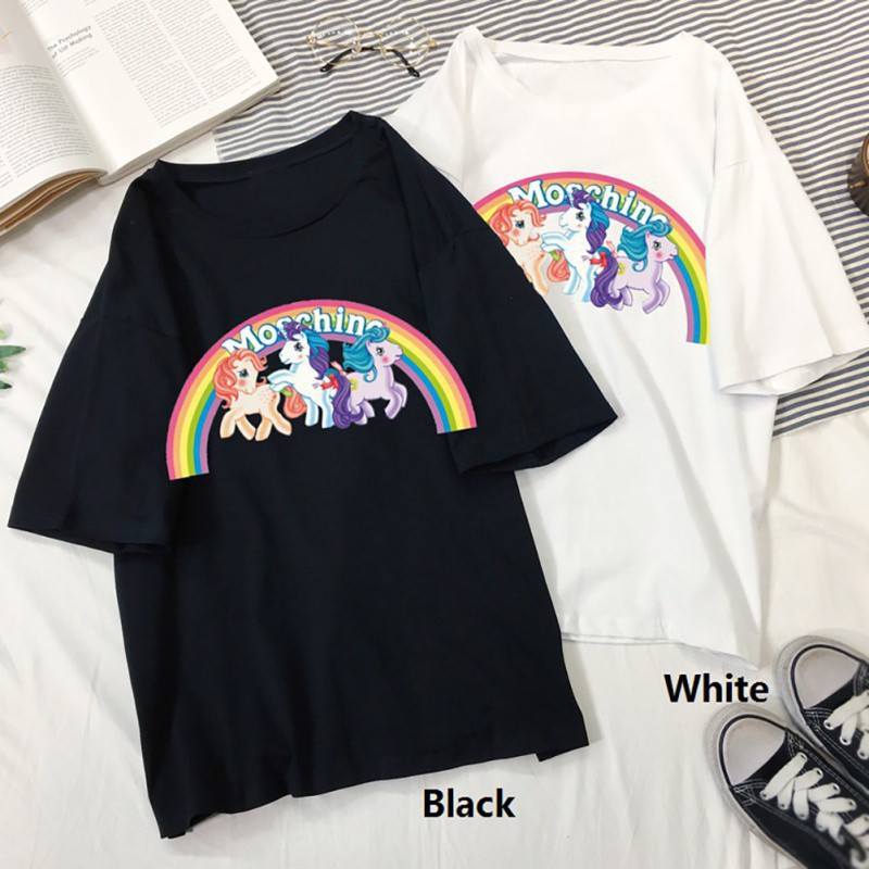 Áo thun ngắn tay in hình Pony nhiều màu sắc thời trang cho nữ