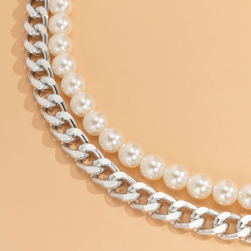 Vòng Cổ Choker Dây Xích Kép Bằng Nhôm Đơn Giản Cá Tính Cho Nam