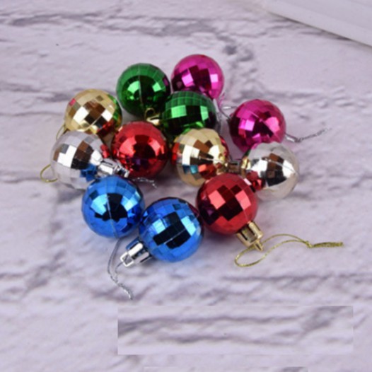 Phụ kiện trang trí noel Set 12 quả châu 3cm LẤP LÁNH E27