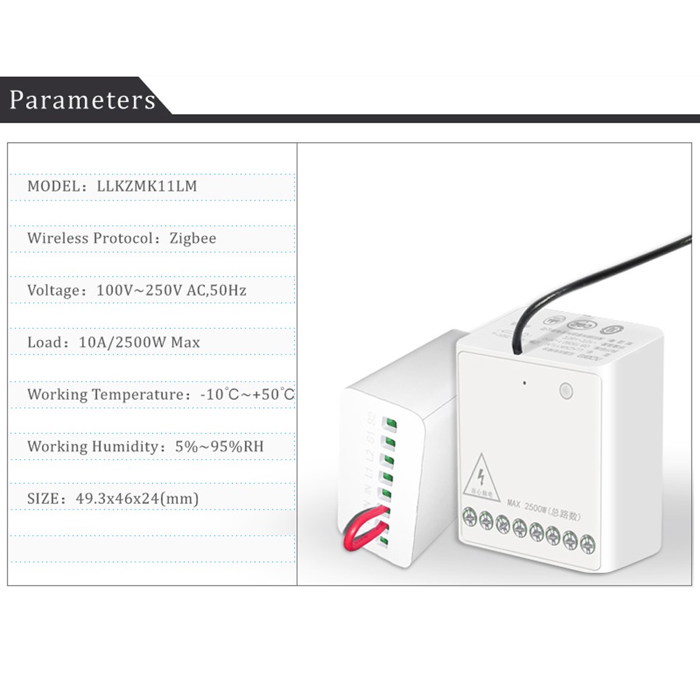 Xiaomi Youpin Bảng Mạch Điều Khiển  Aqara LLKZMK11LM 2 Kênh Không Dây Cho App  Và Home Kit