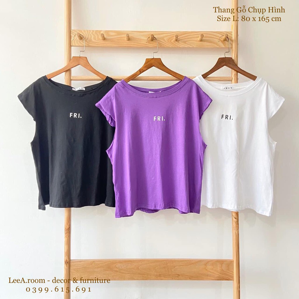 Thang Gỗ Chụp Hình Quần Áo Kiểu Hàn Quốc Size L (7 móc) - Ảnh Thật, Hàng Có Sẵn