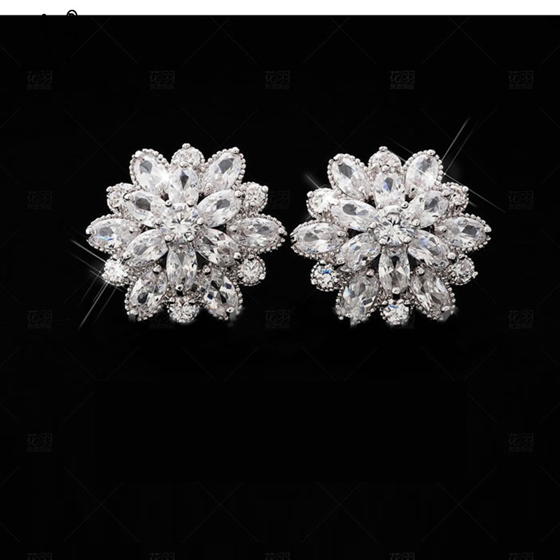 Bông tai mạ bạc 925 hình hoa hướng dương đính đá zircon phong cách Nhật Hàn thời trang cho nữ