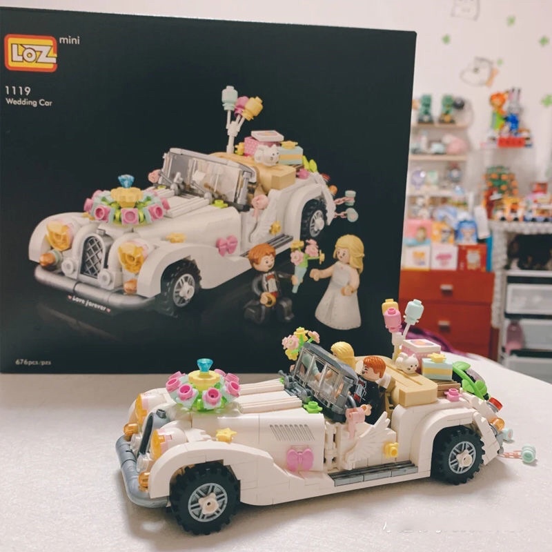 Đồ chơi xếp hình Legogi Xe cưới Xe máy Vespa 670 mảnh ghép mô hình Loz Mini 1119 1117 mô hình trưng bày trang trí