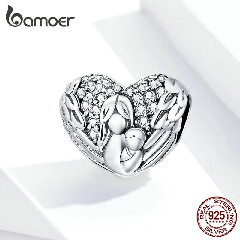Hạt phụ kiện Bamoer bạc 925 kiểu trái tim thời trang dành cho nữ