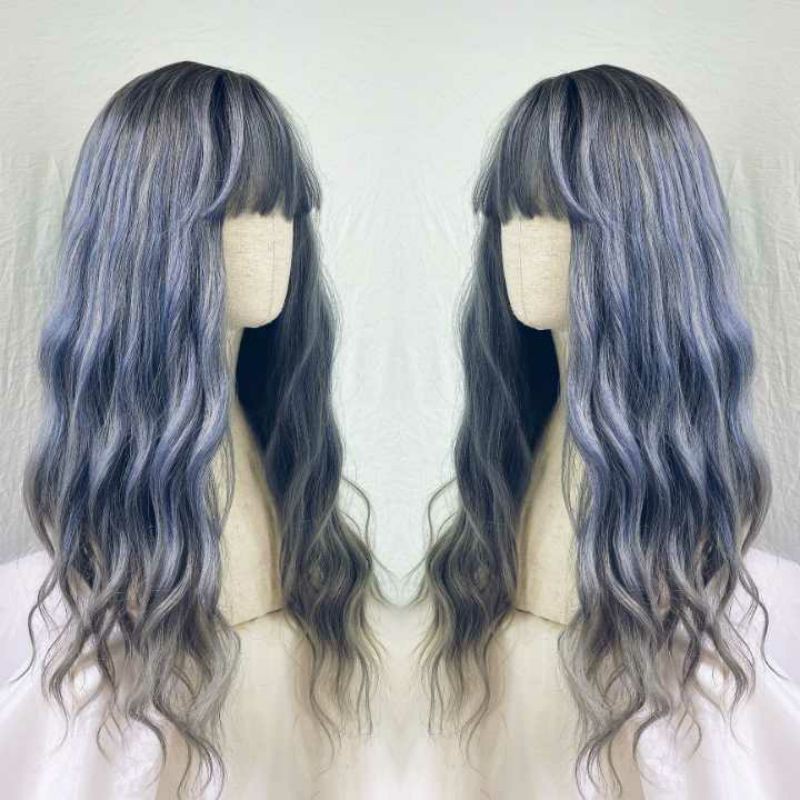 tóc nguyên đầu xù omprer lửng hình thật