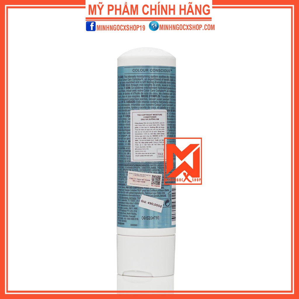 Dầu xả dưỡng ẩm TIGI COPYRIGHT MOISTURE 250ml chính hãng