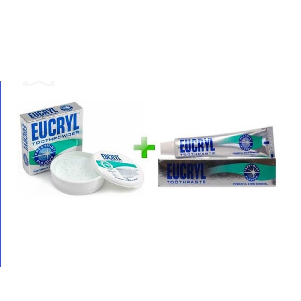 Combo Kem và Bột trắng răng Eucryl - Anh