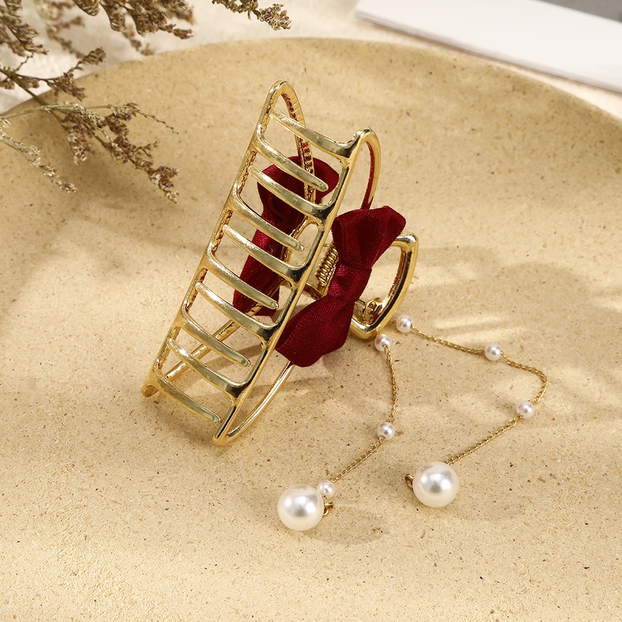 Kẹp Tóc Hợp Kim Hình Nơ Đính Ngọc Trai Nhân Tạo Thời Trang