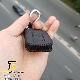 Bao da Handmade bảo vệ chìa khóa xe Toyota Vios, Yaris 2019-2021 kèm móc đeo Inox