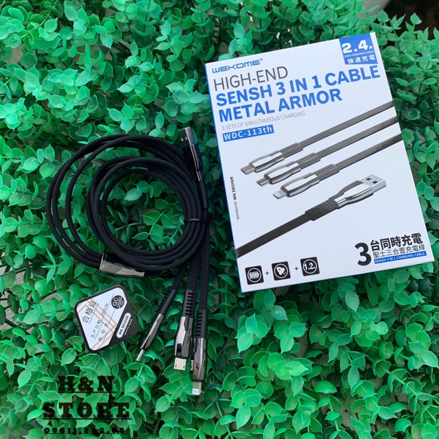 CÁP SẠC 3 ĐẦU ⚡️ FREESHIP ⚡️ CÁP SẠC 3 ĐẦU CHÍNH HÃNG WK - SẠC NHANH 3 ĐẦU Lingtning , Micro , Type-C