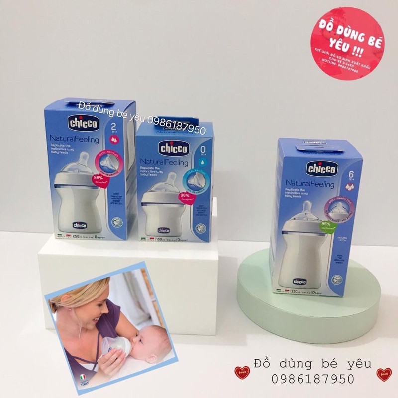 Bình sữa núm nghiêng Pisa Natural Feeling Chicco [ babyboo]