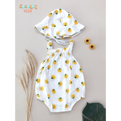 BỘ BBODYSUIT KÈM MŨ DỄ THƯƠNG CHO BÉ GÁI