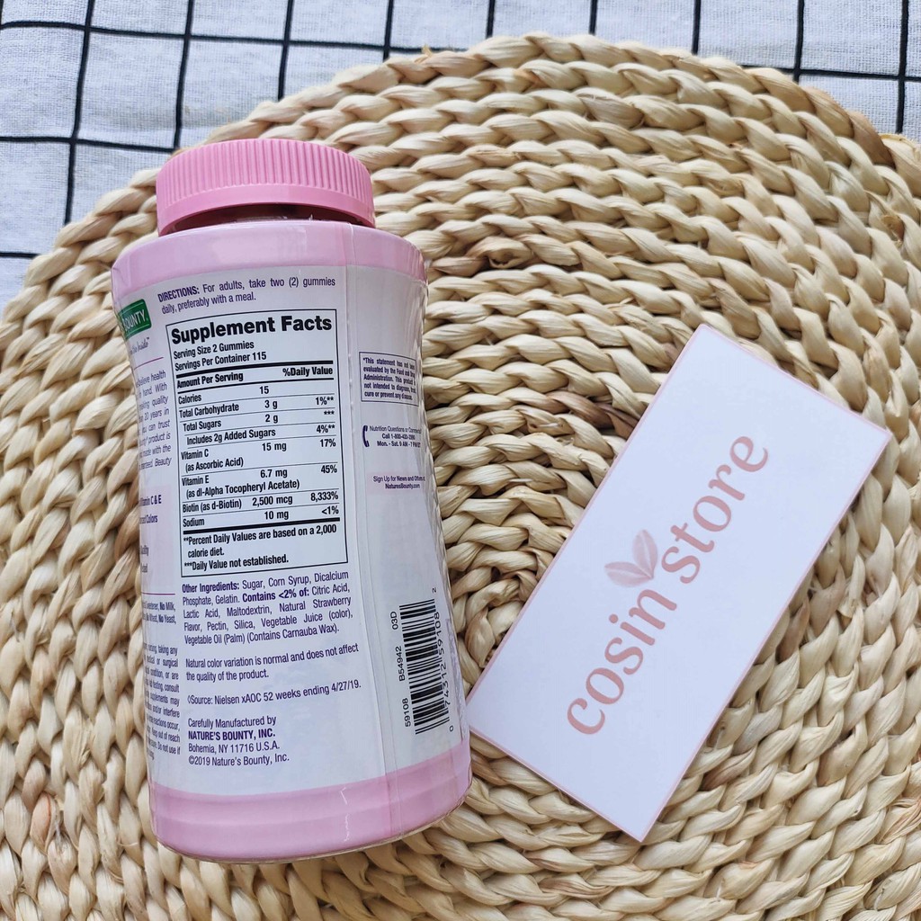 Kẹo Dẻo Nature's Bounty Hair Skin & Nails Gummies 230 viên - Hỗ Trợ Đẹp Da Móng Tóc | BigBuy360 - bigbuy360.vn