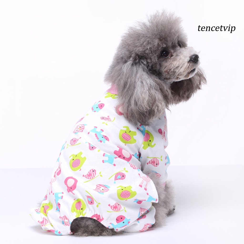 Bộ Đồ Ngủ Liền Thân Cotton Tay Dài Bốn Chân In Hình Cún Hoạt Hình Cho Thú Cưng