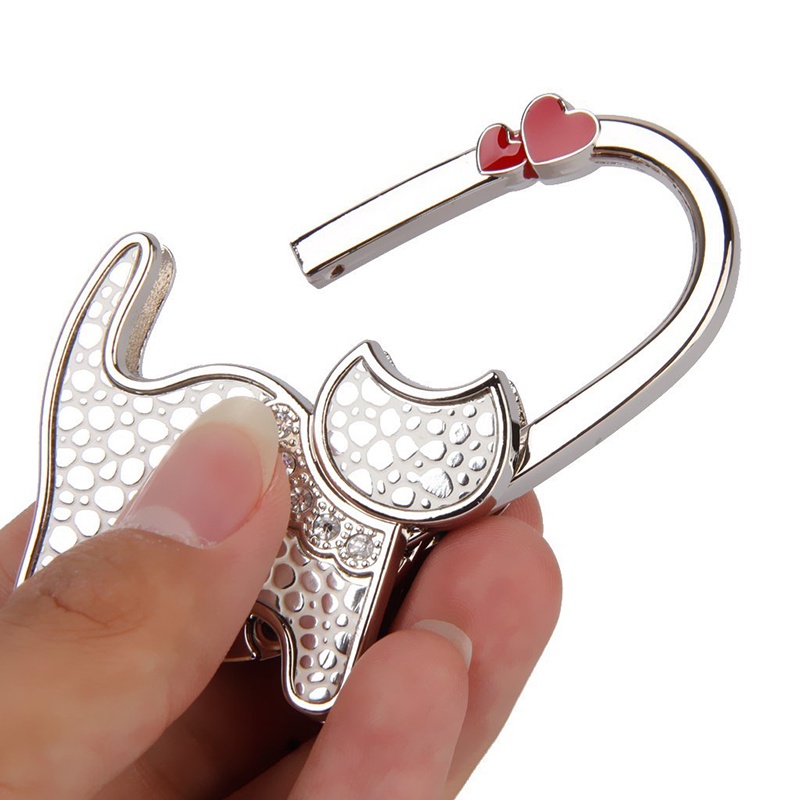 Giá đỡ túi Túi xách có thể gập lại Móc hình con mèo (Silver point và White)